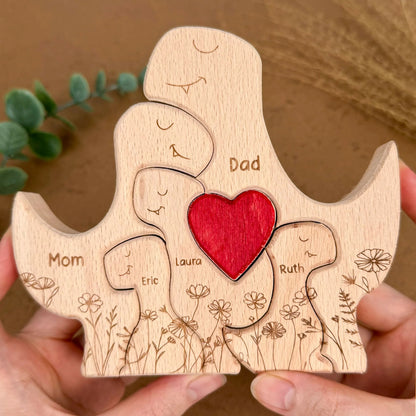 Dinosaur Family - Personalized Wooden Dinosaur Family Puzzle