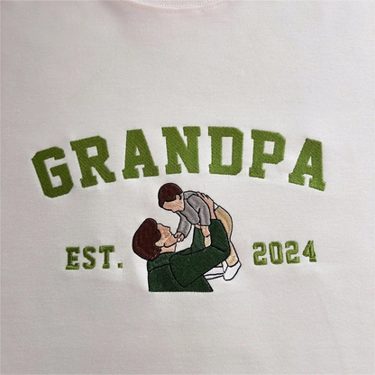 Custom Embroidered Sweatshirt with Photo – Personalized Dad Mama Shirt, Family Name Sweater,Custom Parent Photo Shirt, Est. Year Sweater