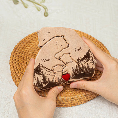 Hugging Bear Family New Version - Personalized Wooden Bear Family Puzzle