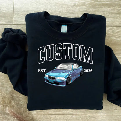 Custom Car Portrait Matching Sweater, Cars Lover Couple Jumper, Gifts for Dad From Son and Daughter