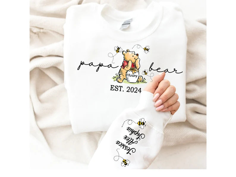 Custom Mama Bear Sweatshirt,Mama Est with Kids Name on Sleeve Sweatshirt, Personalized Mom Sweatshirt, Nana, Grandma, Gigi,Mothers Day Shirt