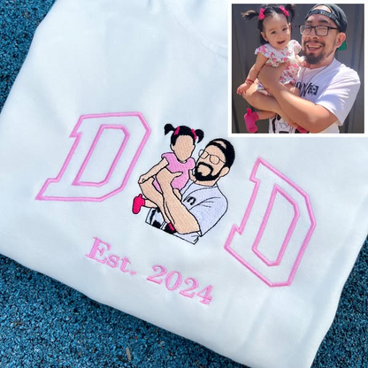 Custom Dad Shirt - Embroidered Portrait Shirt with Photo - Unique Gift for Dad and Family