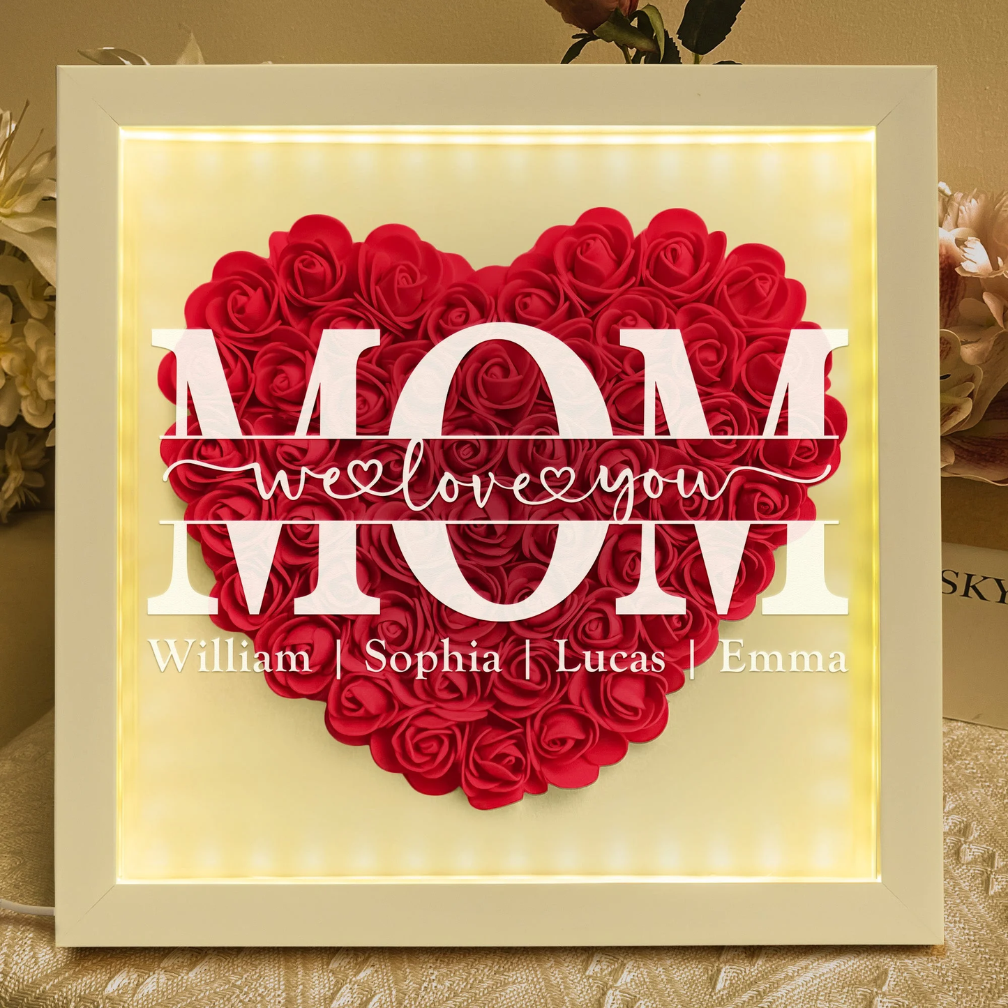 👩❤️👧Mom We Love You - Personalized Flower Shadow Box