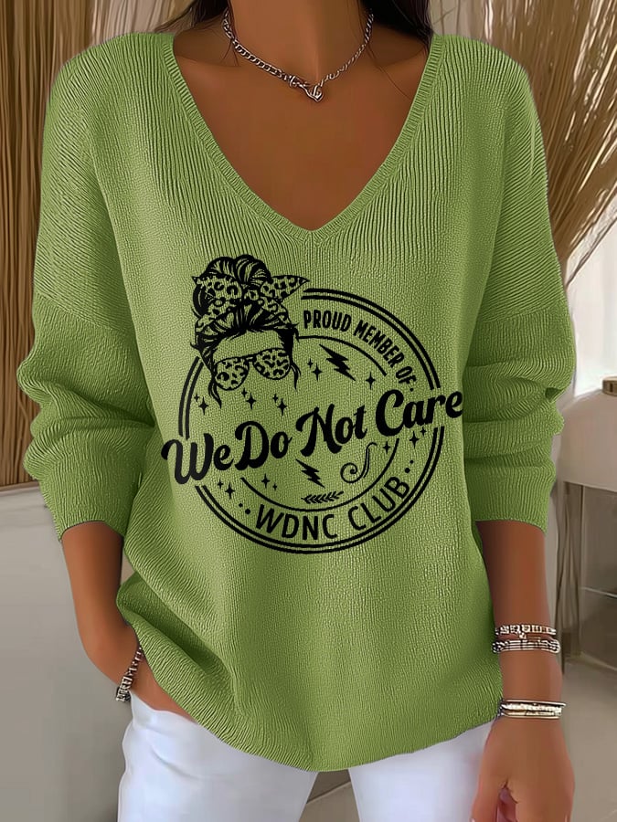 🔥Buy 3 Get 15% Off🔥V-Neck Retro Funny Proud Member Of WDNC Club Menopause Perimenopause Print Knitted Tops