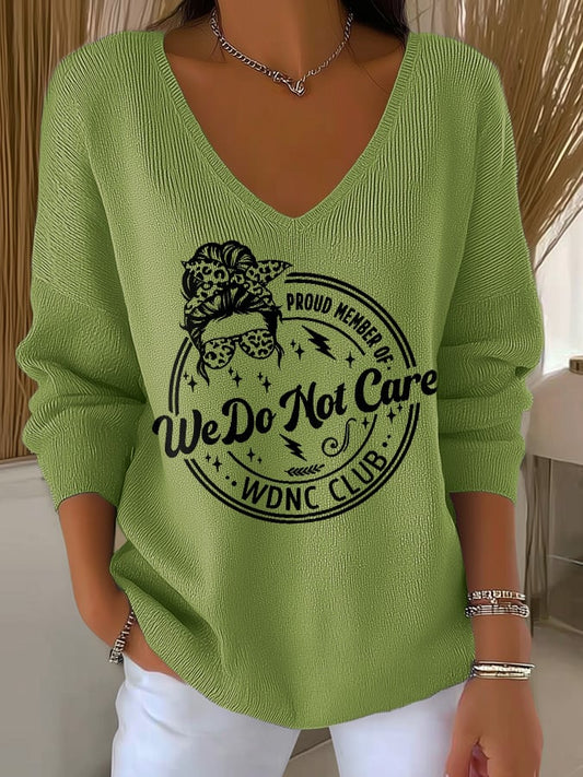 🔥Buy 3 Get 15% Off🔥V-Neck Retro Funny Proud Member Of WDNC Club Menopause Perimenopause Print Knitted Tops