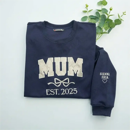 Mama Glitter Embroidered Sweatshirt Mother Day/Personalized Year