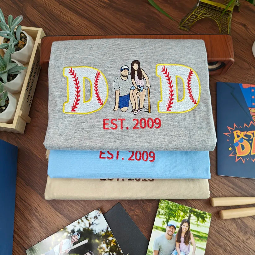 Personalized Embroidered Baseball Hoodie Sweatshirt With Kid's Names For Dad