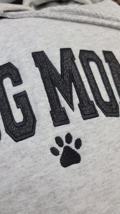 Personalized Embroidered Dog Mom Glitter Vinly Sweatshirt Hoodie Mother's Day Gift for Pet Lovers