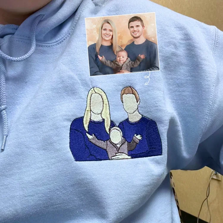 Custom Embroidered Portrait From Photo Hoodie
