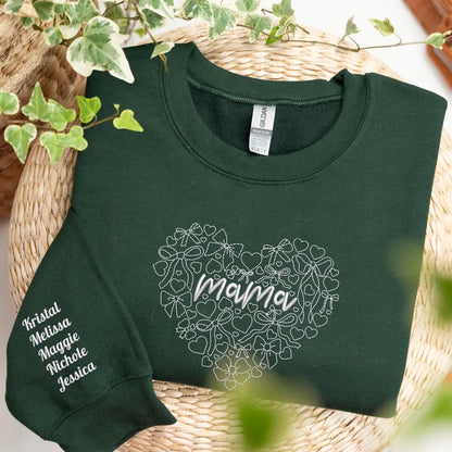Custom Embroidered Mama Heart Valentines Sweatshirt For Wife | Mama Hoodie | Cute Love Shirt | Mom Gift