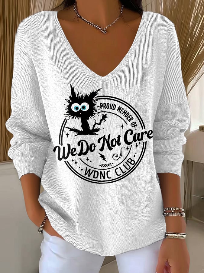 🔥Buy 3 Get 15% Off🔥V-Neck Retro Funny Proud Member Of WDNC Club Menopause Perimenopause Print Knitted Tops