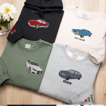 Customized Car Embroidered Hoodies (Refined Embroidery)