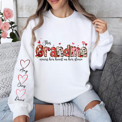 Personalized Heart on Her Sleeve MUM Sweatshirt