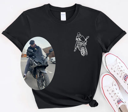 Custom Car Outline Photo T-Shirt, Personalized Gift for Him, Gift for Dad, Father's Day Gift