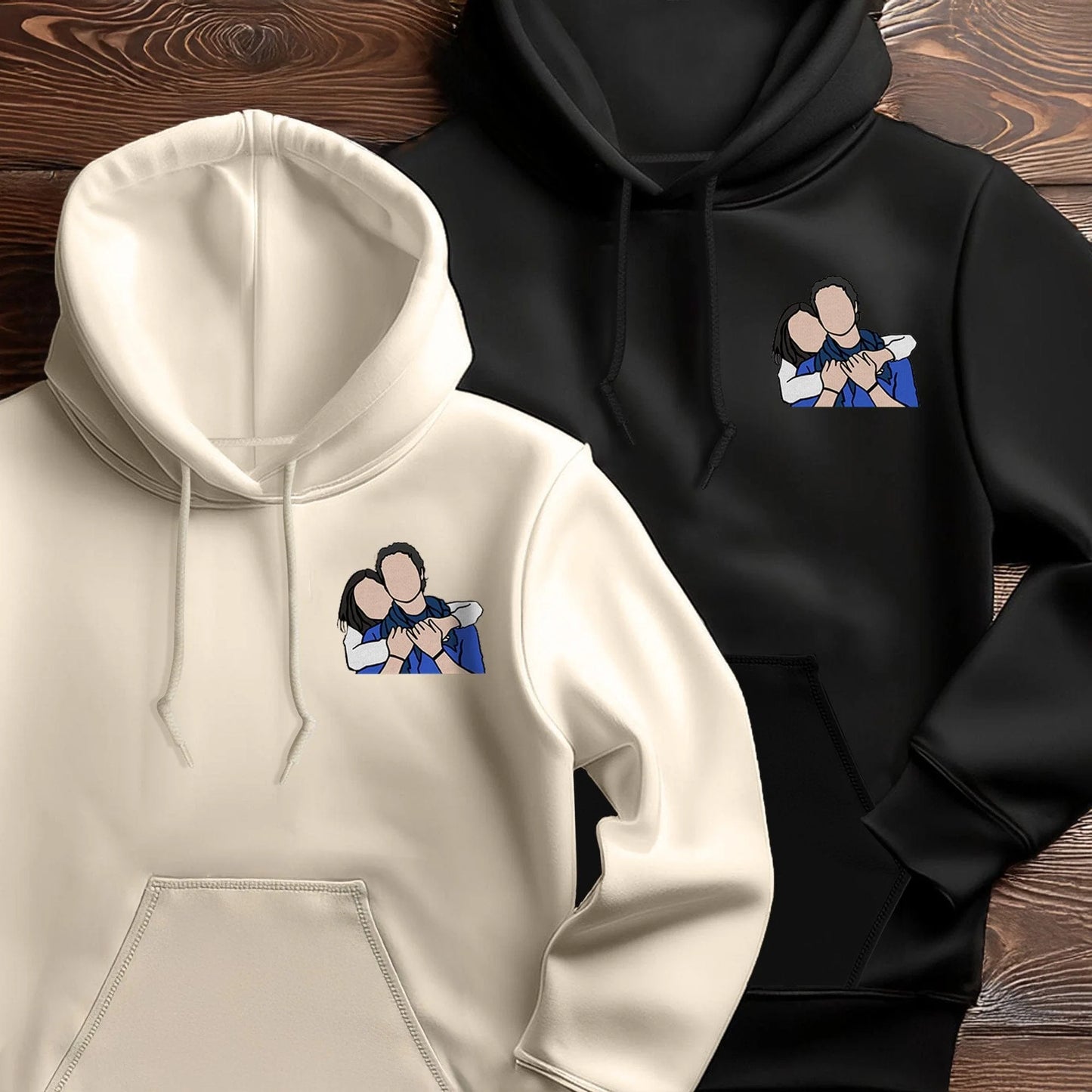 Personalized Hoodie Custom Mom and Kids Loving Photo Cartoon Style Design Perfect Mother's Day Gift
