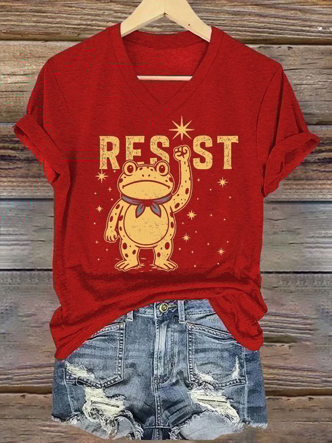 🔥Buy 3 Get 15% Off🔥Women's Retro Resist Frog Print T-Shirt