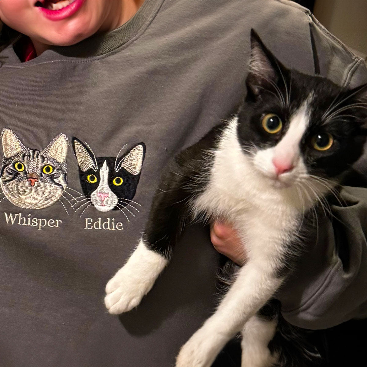 Custom Embroidered Pitbulldog Mom Sweatshirt or Hoodie with Picture | Gifts for Pet Lovers