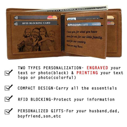 Personalized 3-Side Engraved Wallet – Custom Photo & Text Gift for Him | Father's Day, Birthday, Anniversary