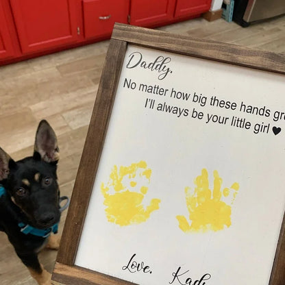 Dad - Father's Day Gift, Father's Day Wooden Diy Handprint Sign, Gifts For Dad, Child's Handprint Sign, Gifts For Grandpa
