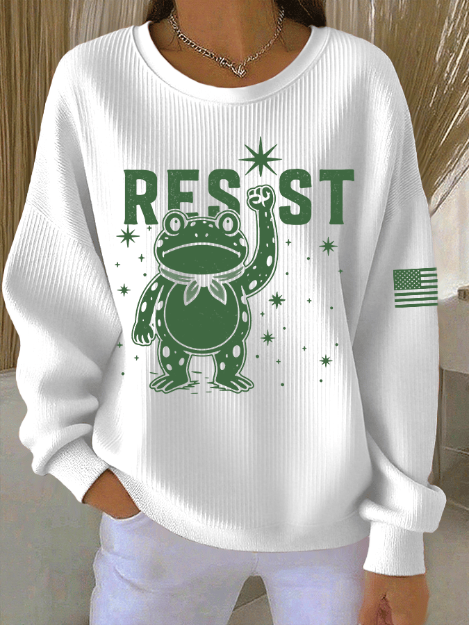 🔥Buy 3 Get 15% Off🔥Women's FDT Print Knit Crew Neck Long Sleeve Top