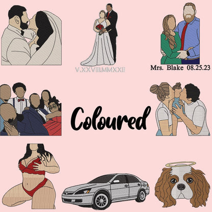 Loversdovey Customized Couples Hoodies | Embroidered Couple Portrait Matching Sweatshirt | Husband Wife Hoodies