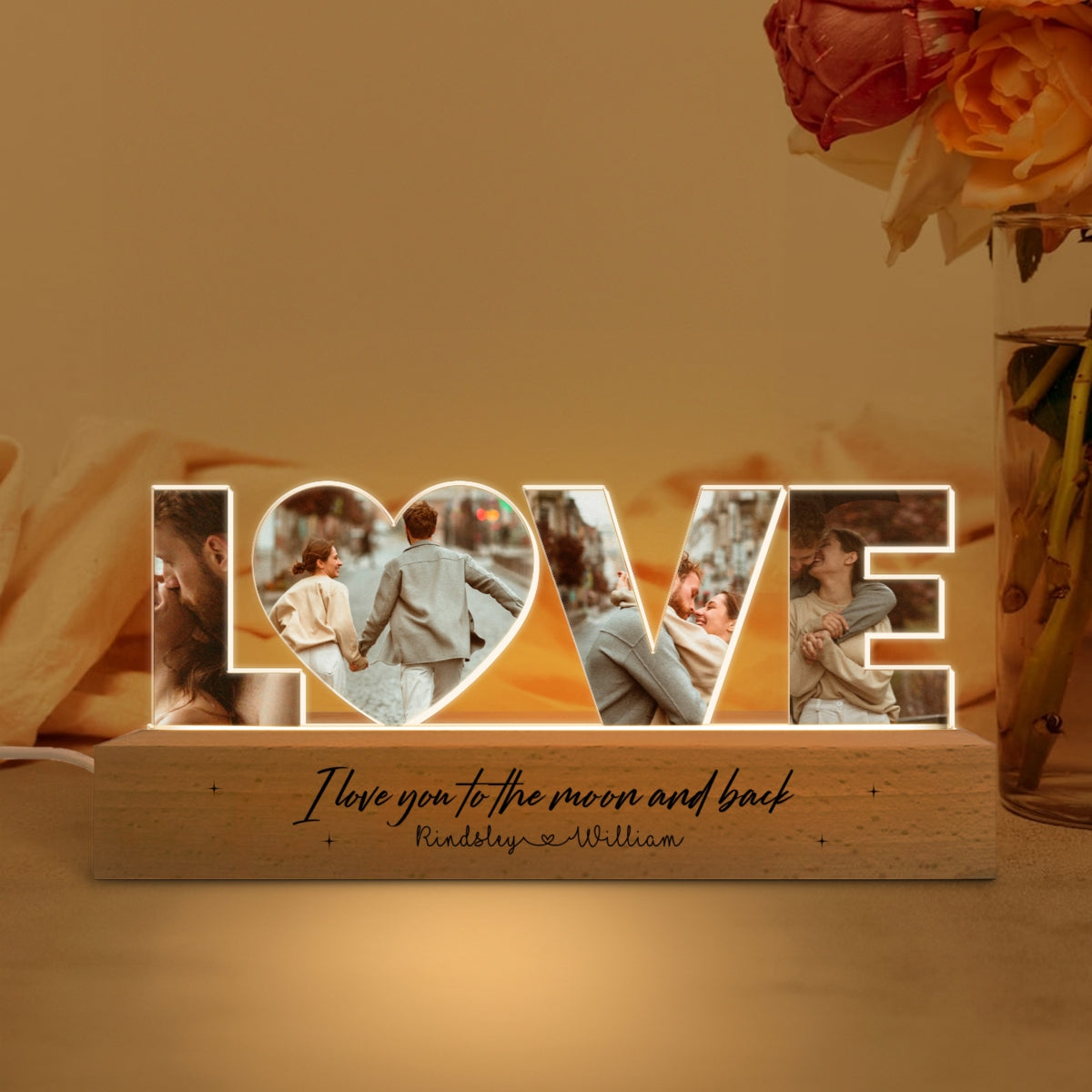 Personalized Couple Photo Collage Night Light, Custom Wedding Photo Gift, Anniversary Gift, Gift for Couple, Gift for Girlfriend Boyfriend