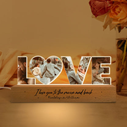 Personalized Couple Photo Collage Night Light, Custom Wedding Photo Gift, Anniversary Gift, Gift for Couple, Gift for Girlfriend Boyfriend