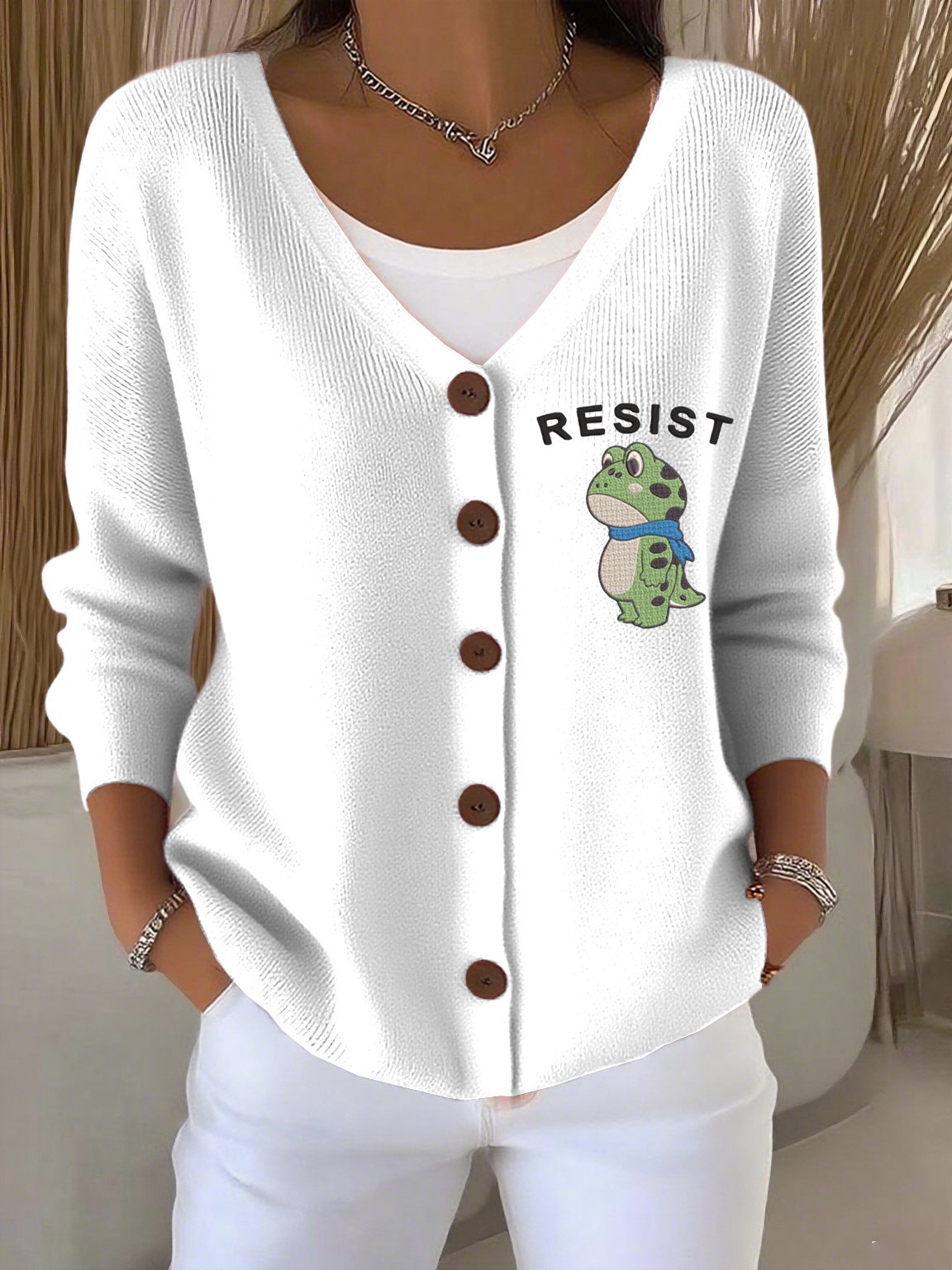 🔥Buy 3 Get 15% Off🔥Women's Frog Revolt Print Cardigan