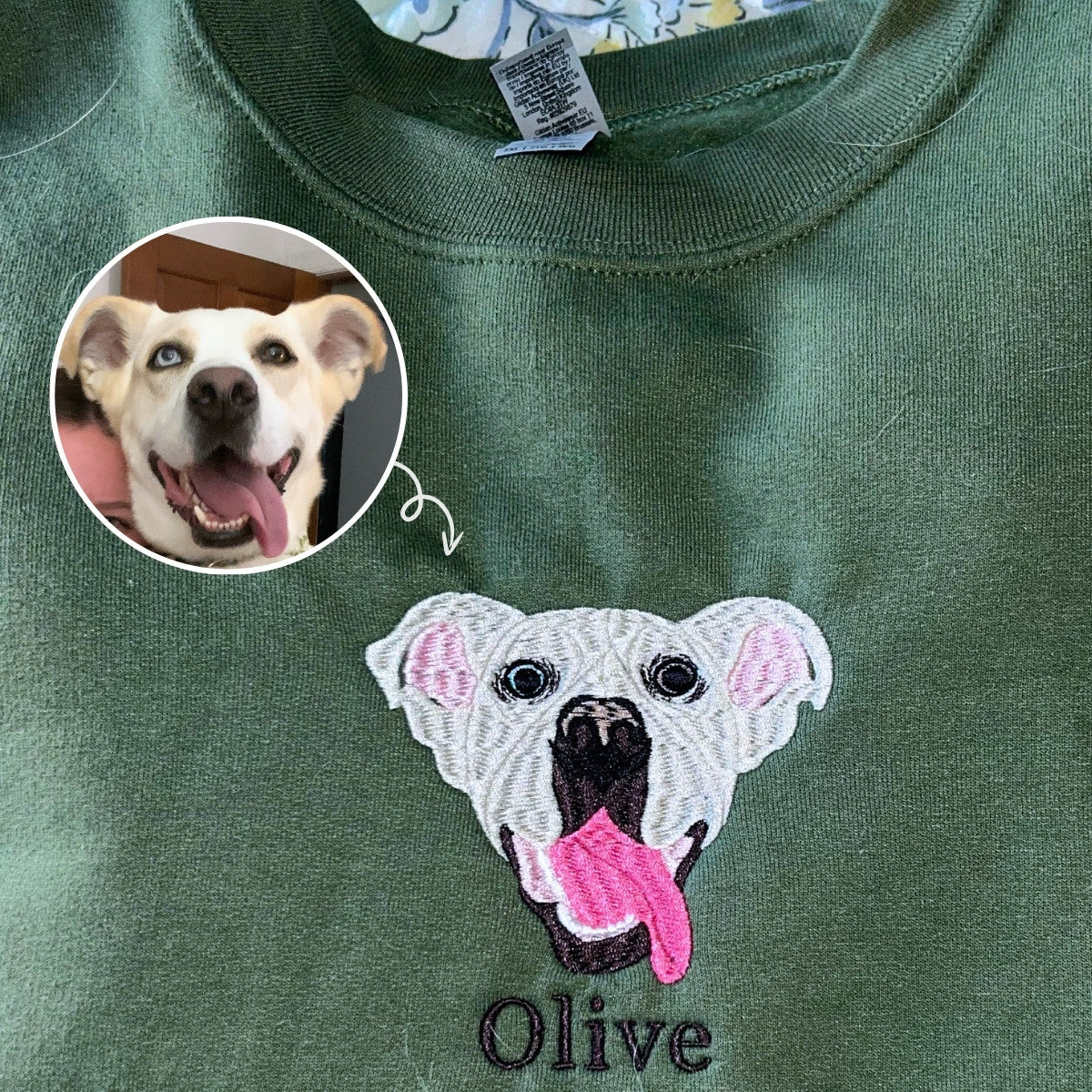 Custom Embroidered Dog Memorial Sweatshirt from Photo | Gifts for Pet Lovers