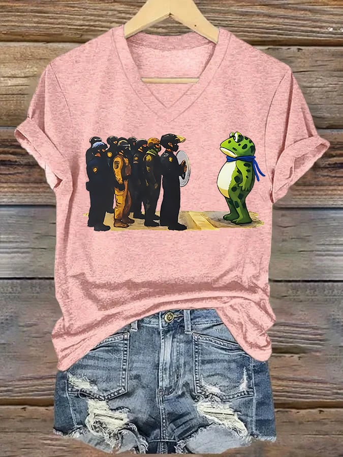 🔥Buy 3 Get 15% Off🔥V-neck Women's  Portland Frog print T-Shirt