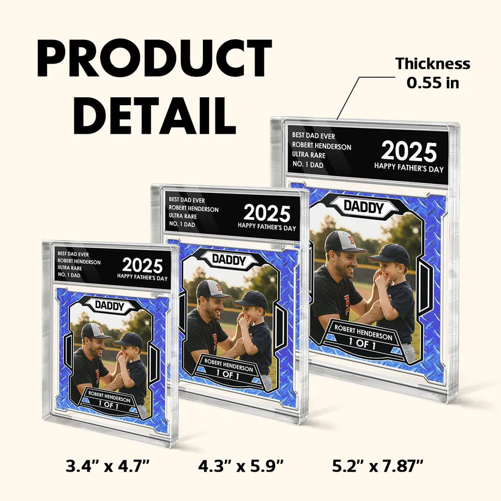 Custom Photo No. 1 Dad Trading Card Style Personalized Acrylic Block Plaque