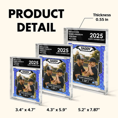 Custom Photo No. 1 Dad Trading Card Style Personalized Acrylic Block Plaque