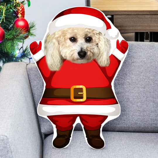 Custom Santa Snowman Shape Pillow with Your Dog Cat Face Christmas Pet Lovers Gift