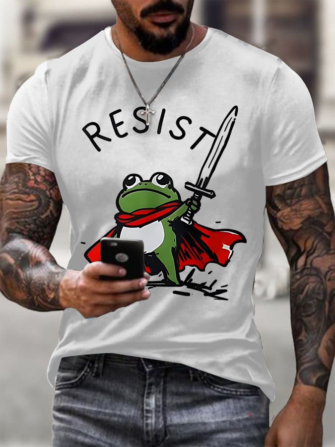 🔥Buy 3 Get 15% Off🔥Men's Resist Frog Printed Round Neck T-Shirt