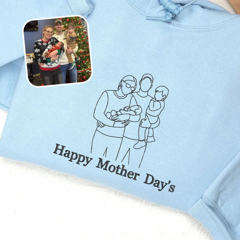 Custom Embroidered Portrait From Photo Hoodie