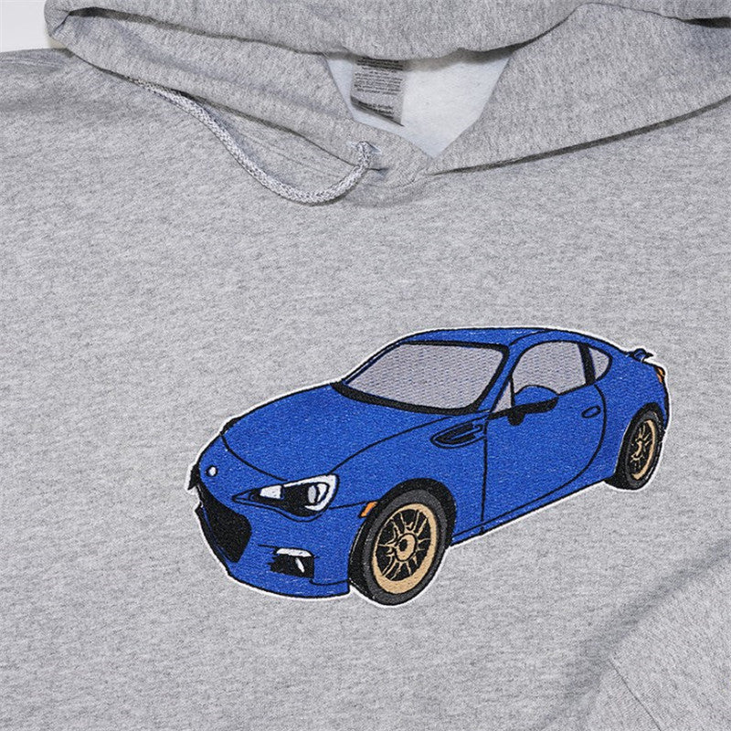 Gifts For Car Lover Custom Embroidered Car Hoodie (Refined Embroidery)