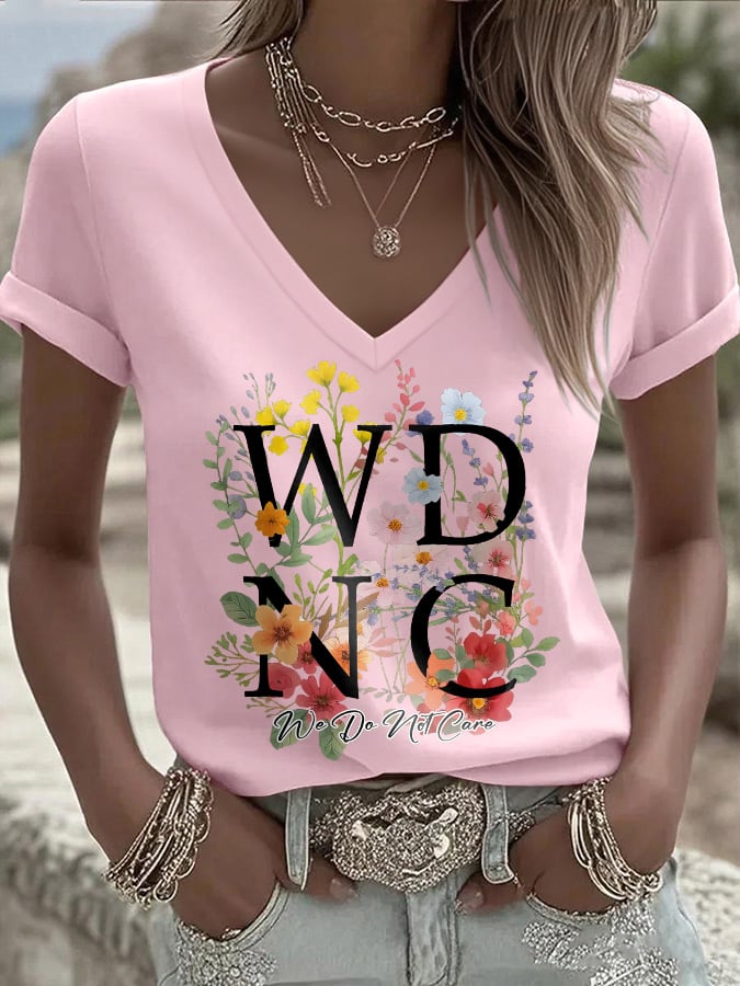 🔥Buy 3 Get 15% Off🔥V-Neck Retro Funny WDNC We Do Not Care Club Menopause Perimenopause Print T-Shirt