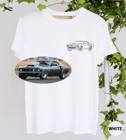 Custom Car Outline Photo T-Shirt, Personalized Gift for Him, Gift for Dad, Father's Day Gift