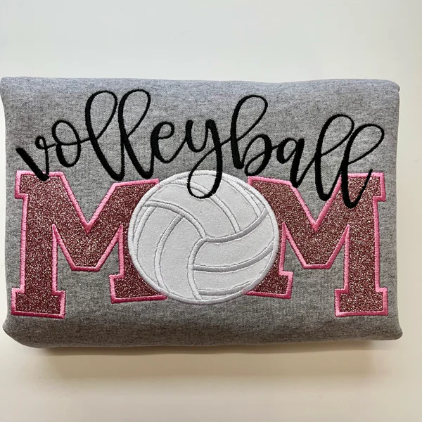 Ball Games MOM Glitter Embroidered Sweatshirt