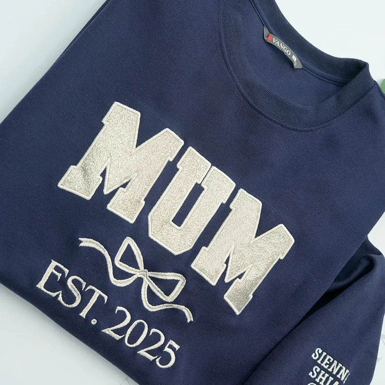 Mama Glitter Embroidered Sweatshirt Mother Day/Personalized Year