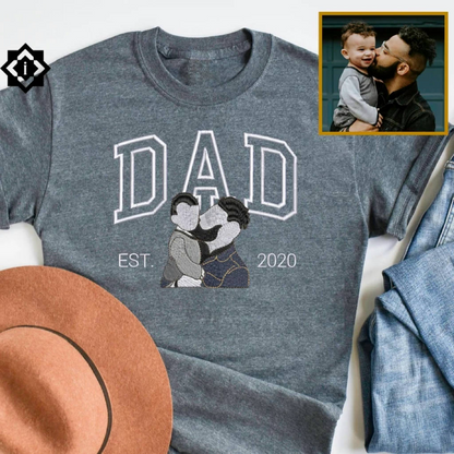 Loversdvoey Custom Embroidered Dad Photo Sweatshirt, Personalized Portrait from Photo Sweater