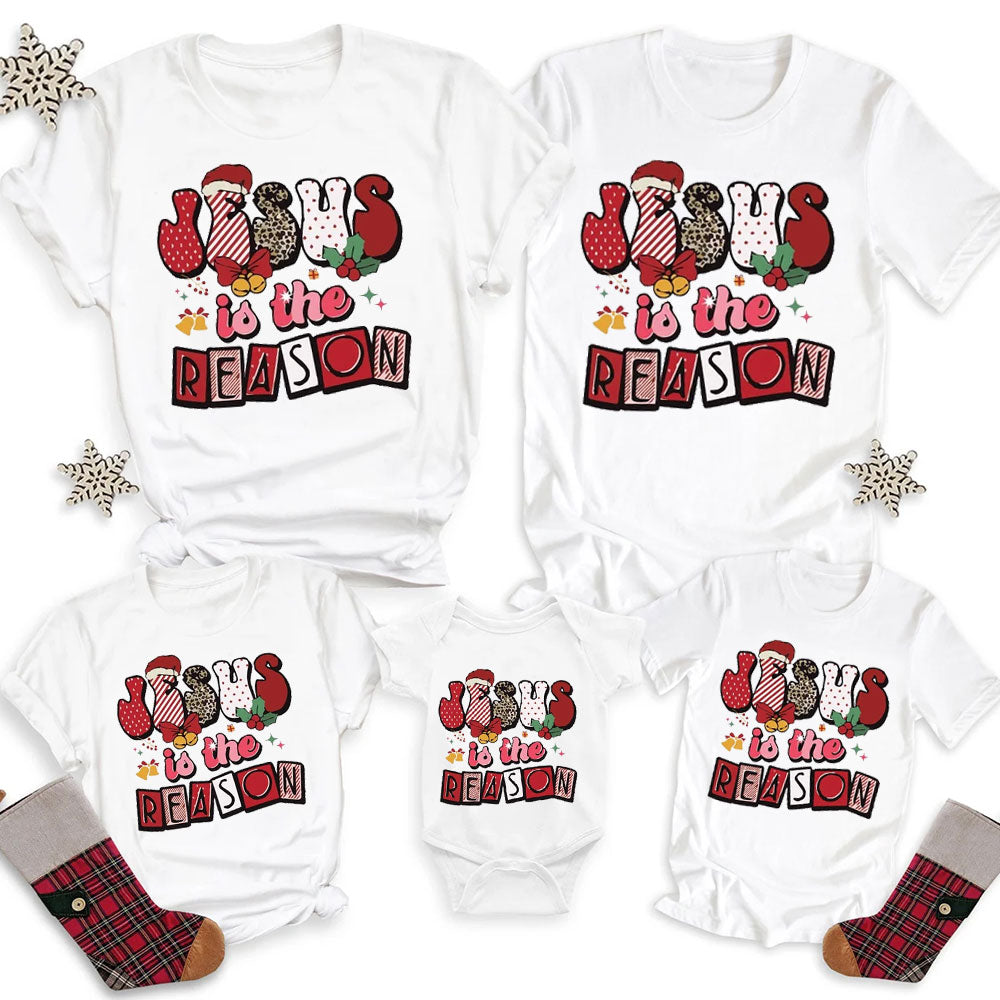 Jesus Is the Reason Religious Christmas Family Matching Shirts