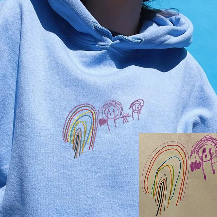 Custom Kids Drawing T-shirt – Personalized Art Sweatshirt, Unique Gift for Mom, Dad, or Grandparents