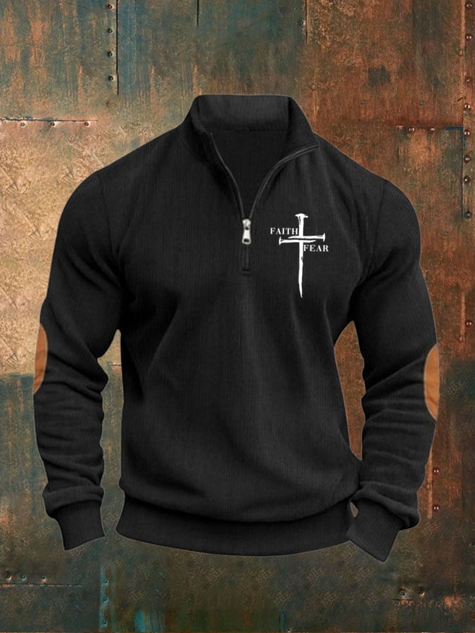 Men's Vintage Faith Cross Print Sweatshirt