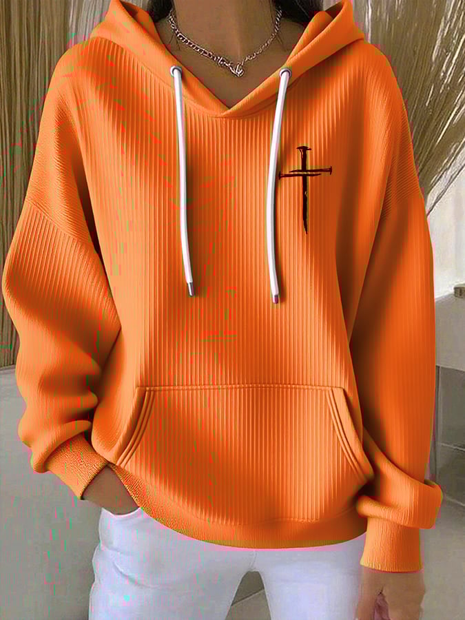 Women's Casual Faith Ribbed Hoodie
