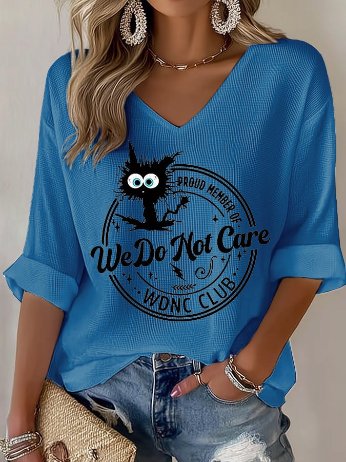 🔥Buy 3 Get 15% Off🔥V-Neck Retro Funny Proud Member Of WDNC Club We Do Not Care Menopause Perimenopause Print T-Shirt
