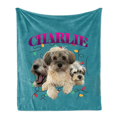 Christmas Personalized Dog Blanket Custom Christmas Retro Style Pet Blanket