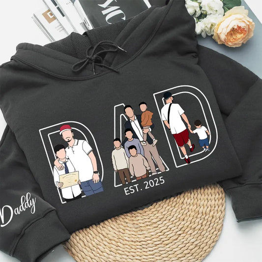 Custom DAD Photo Embroidered Sweatshirt & T-Shirt for DAD, PAPA-The Perfect Father’s Day Gift