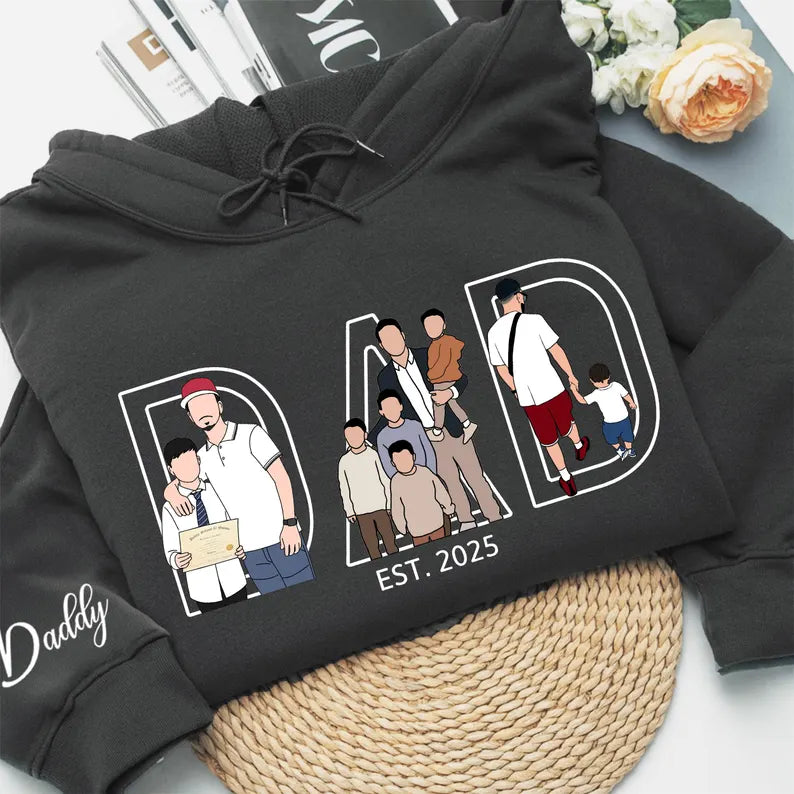 Custom DAD Photo Embroidered Sweatshirt & T-Shirt for DAD, PAPA-The Perfect Father’s Day Gift