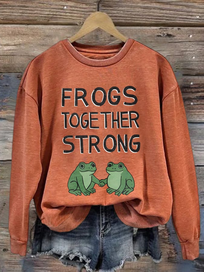 🔥Buy 3 Get 15% Off🔥Retro Frogs Together Strong Print Sweatshirt